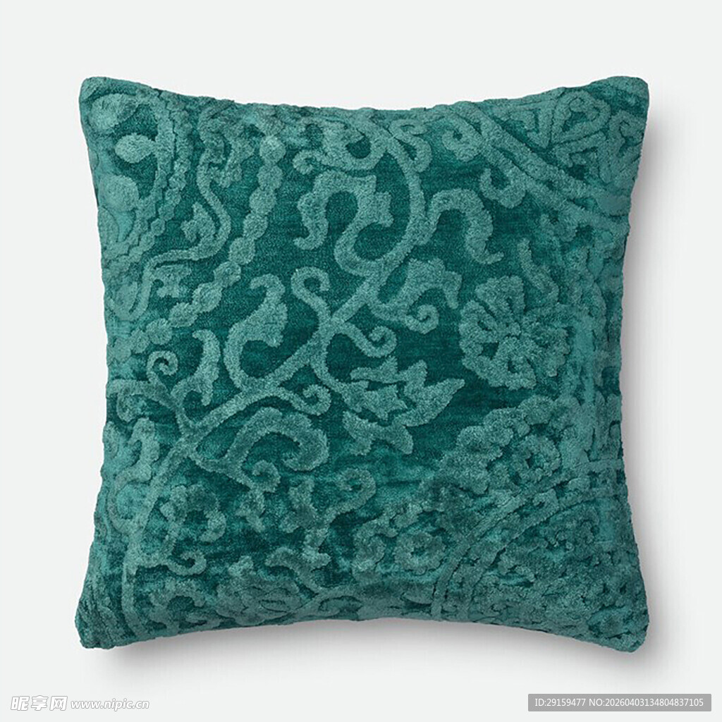 青绿色花纹抱枕