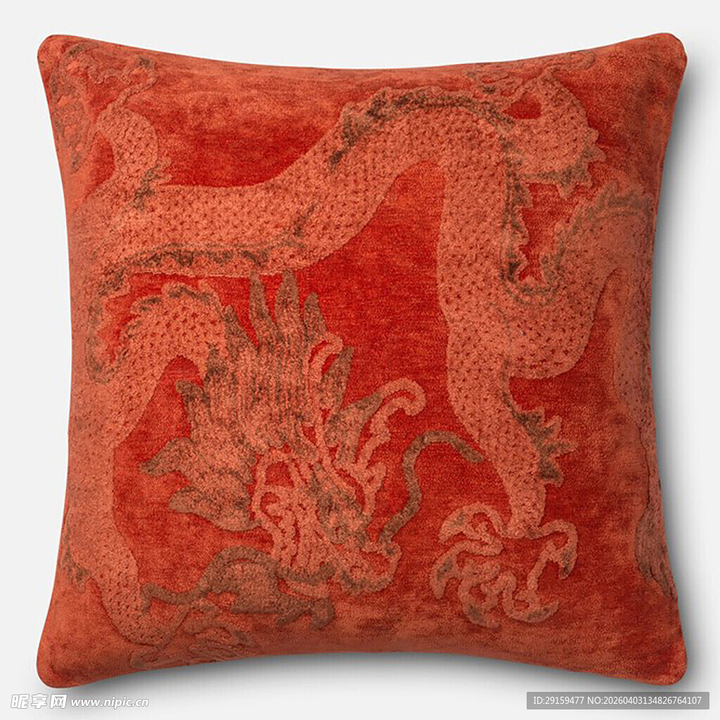 红色刺绣花纹创意抱枕