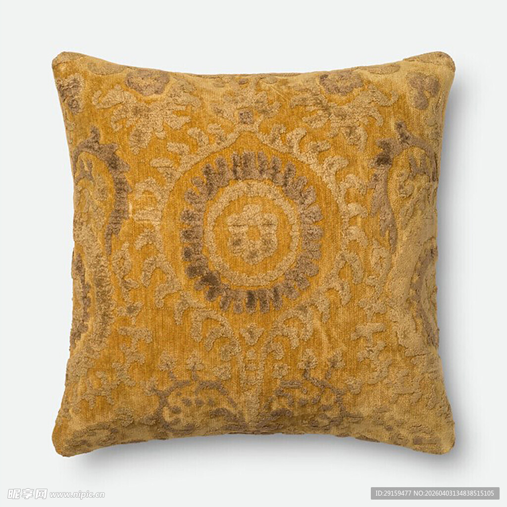 复古花纹黄色抱枕