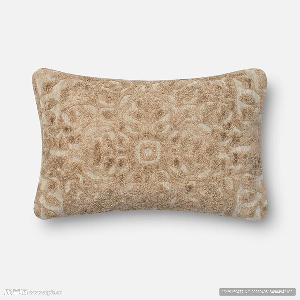 米色花纹长形抱枕