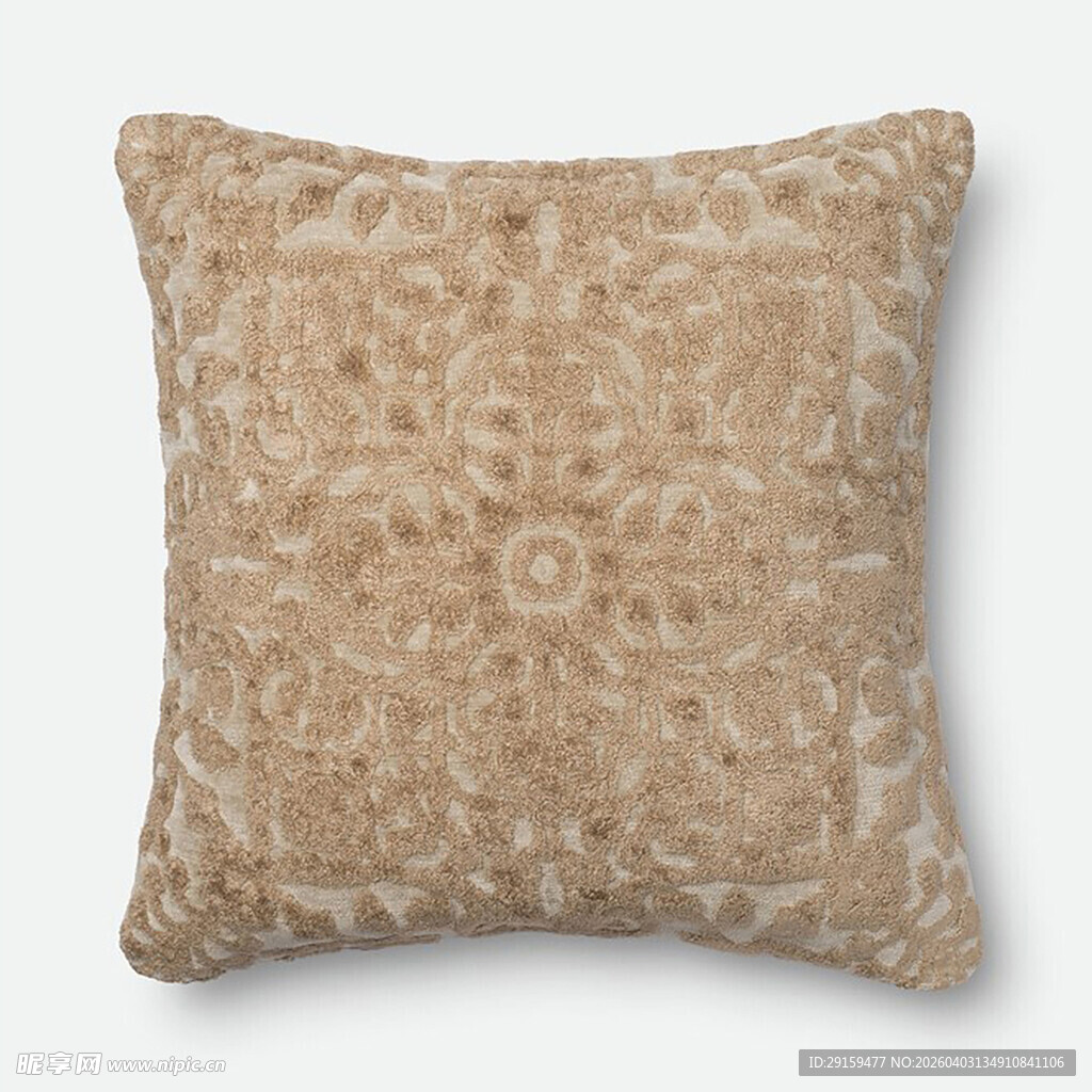 米色花纹方形抱枕