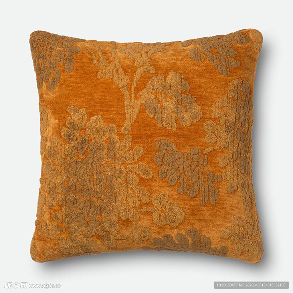 橙色花卉图案抱枕