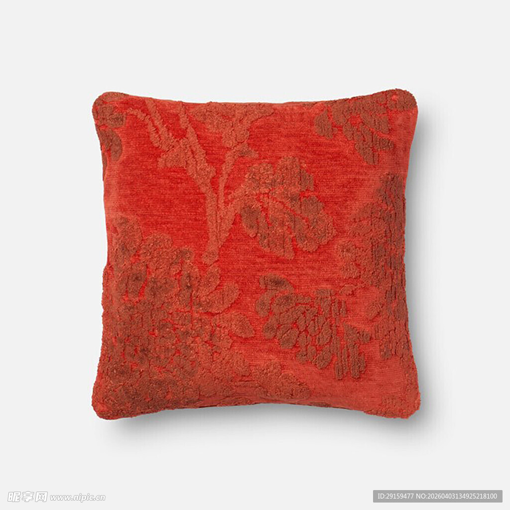 红色花纹抱枕
