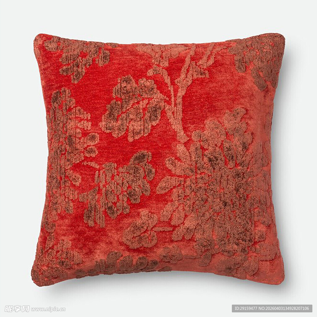 红色花纹装饰抱枕