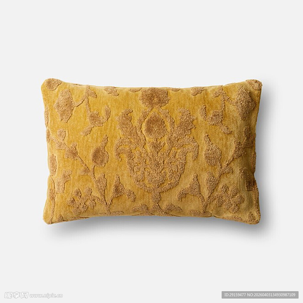 黄色花纹靠枕