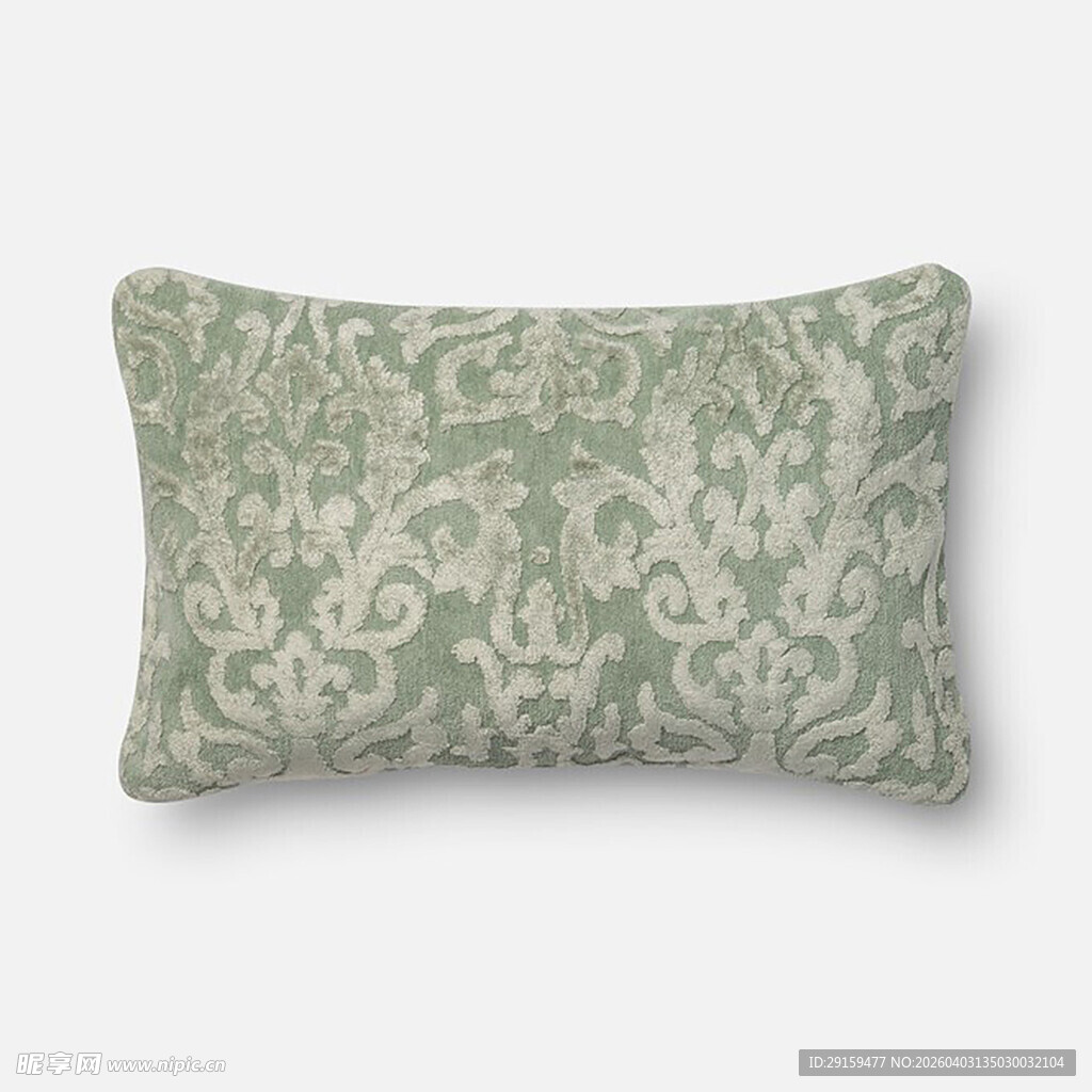 绿白花纹长方形抱枕