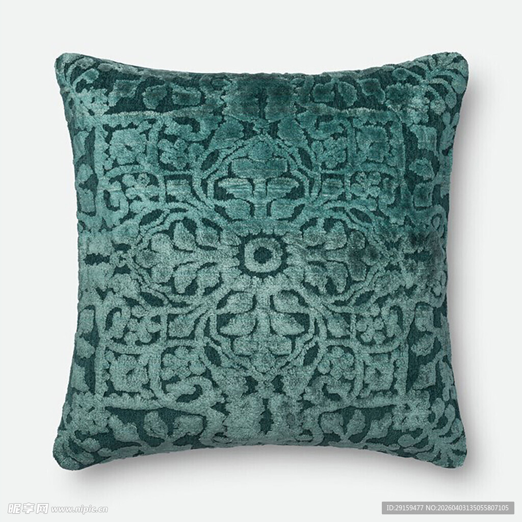 深绿色花纹抱枕