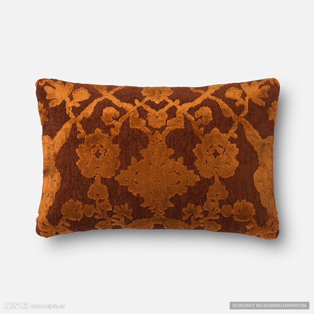 复古花纹棕色抱枕