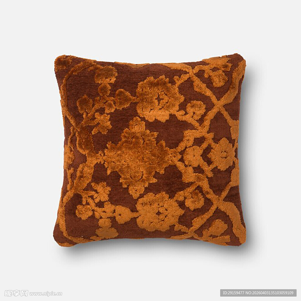 复古花纹棕色抱枕