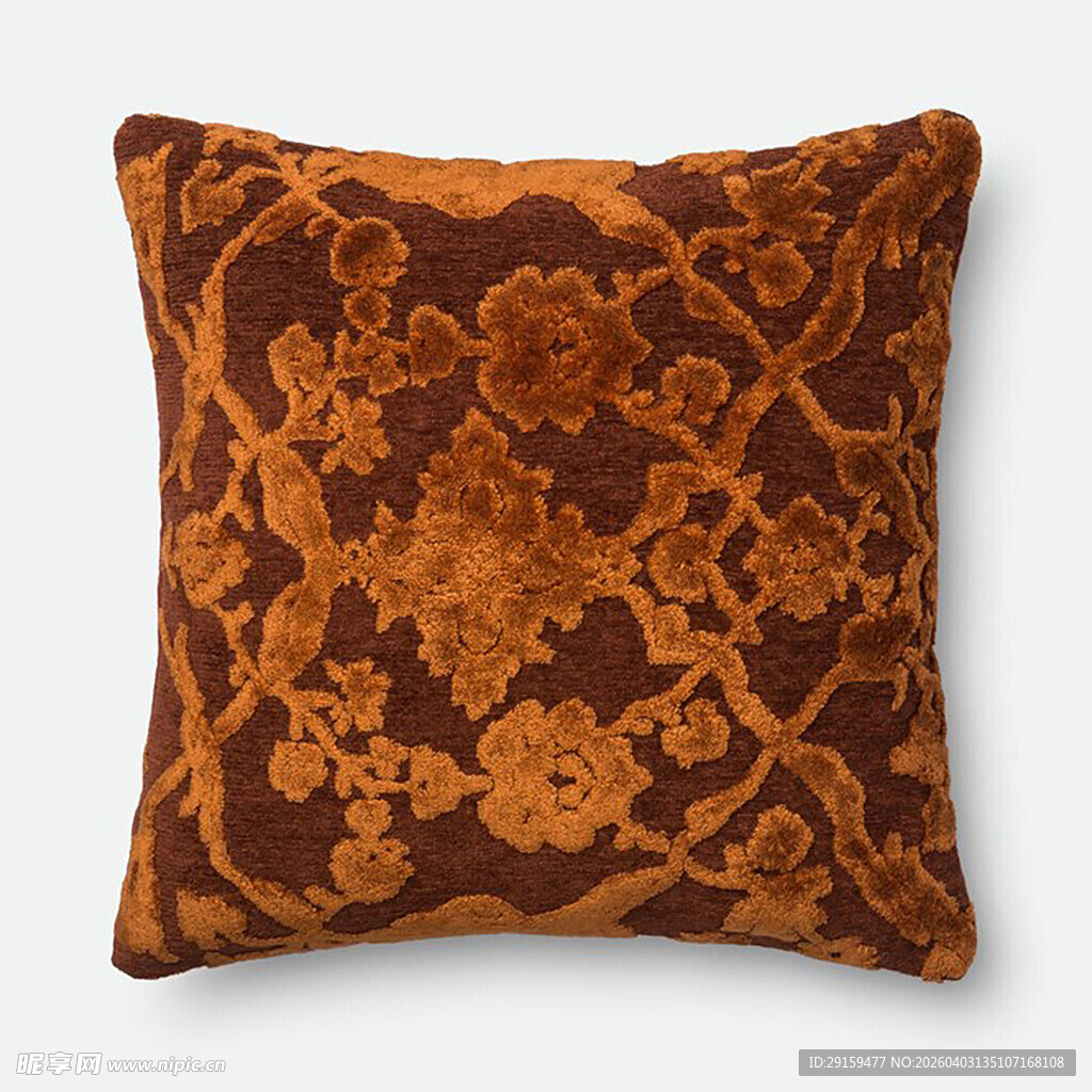 复古花纹棕色抱枕