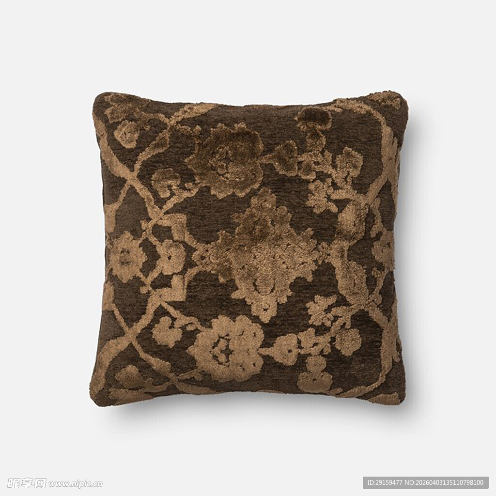 复古花纹棕色抱枕