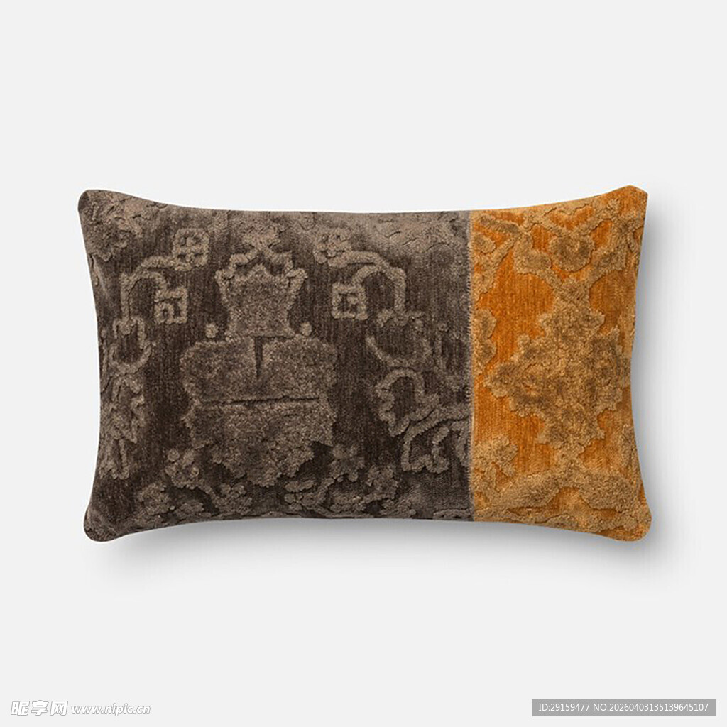 复古拼色花纹长形抱枕