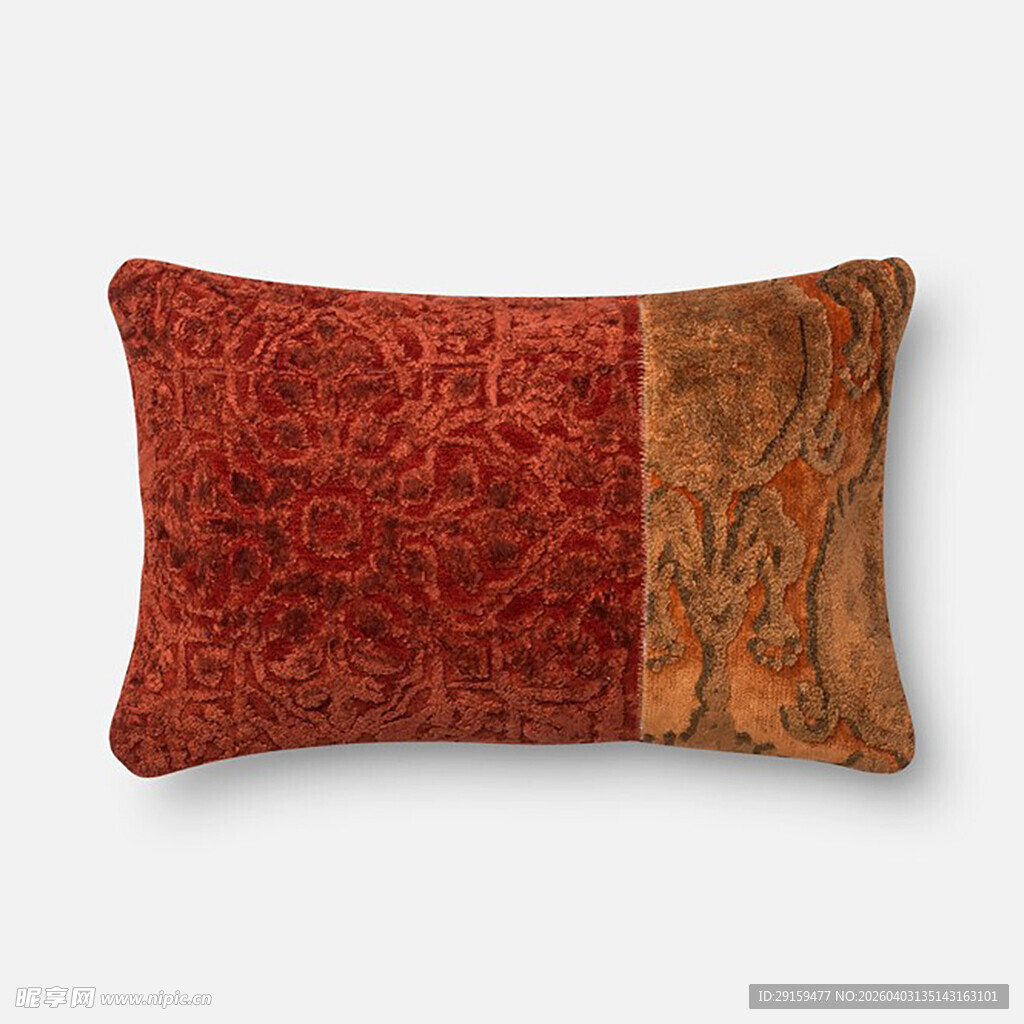 复古花纹拼接长形抱枕