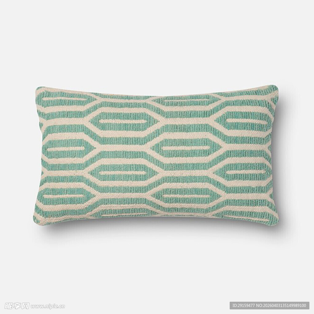 绿白几何图案长条抱枕