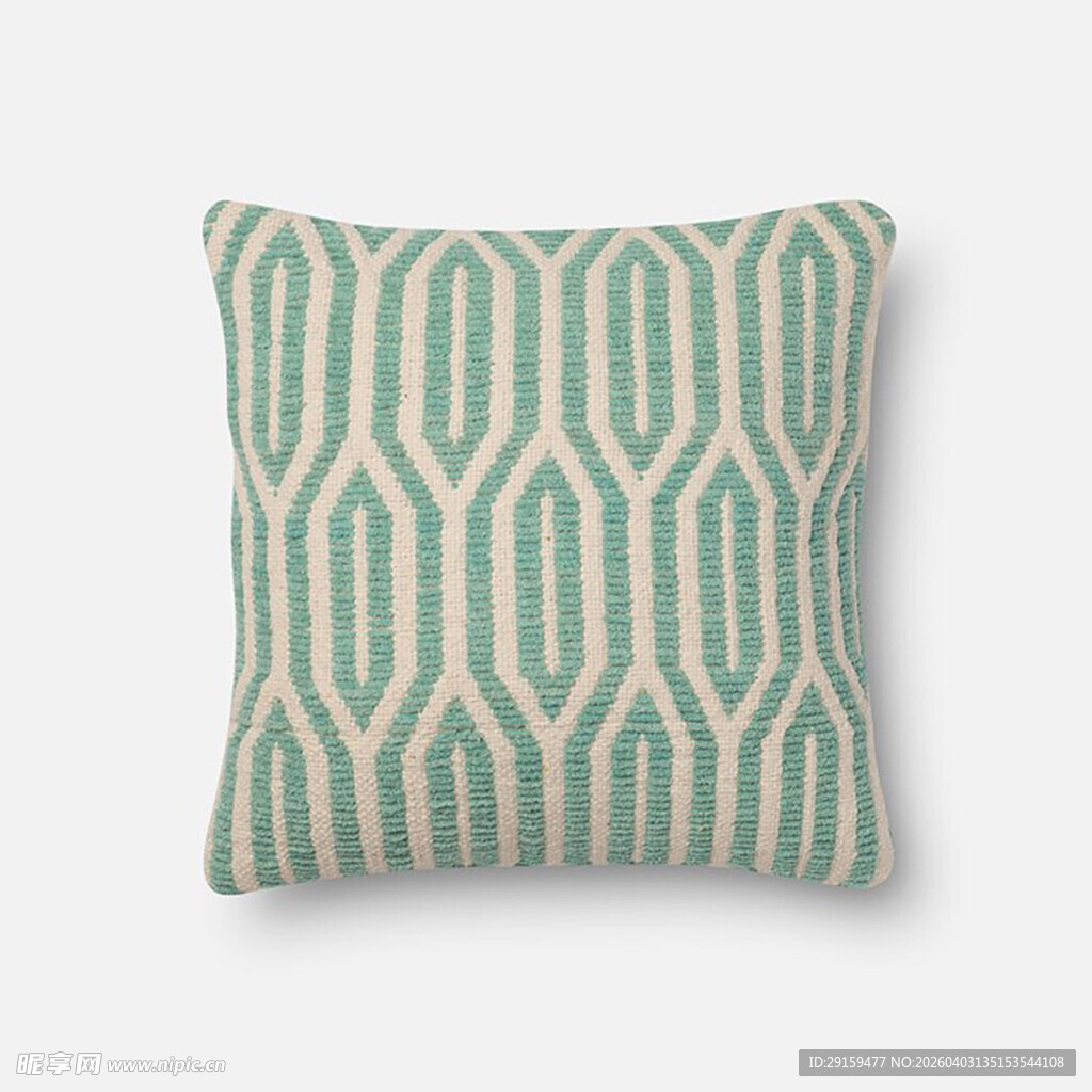 绿白几何图案抱枕