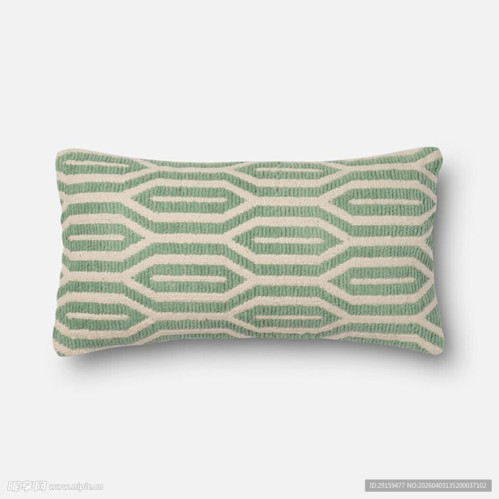 绿白几何图案长形抱枕