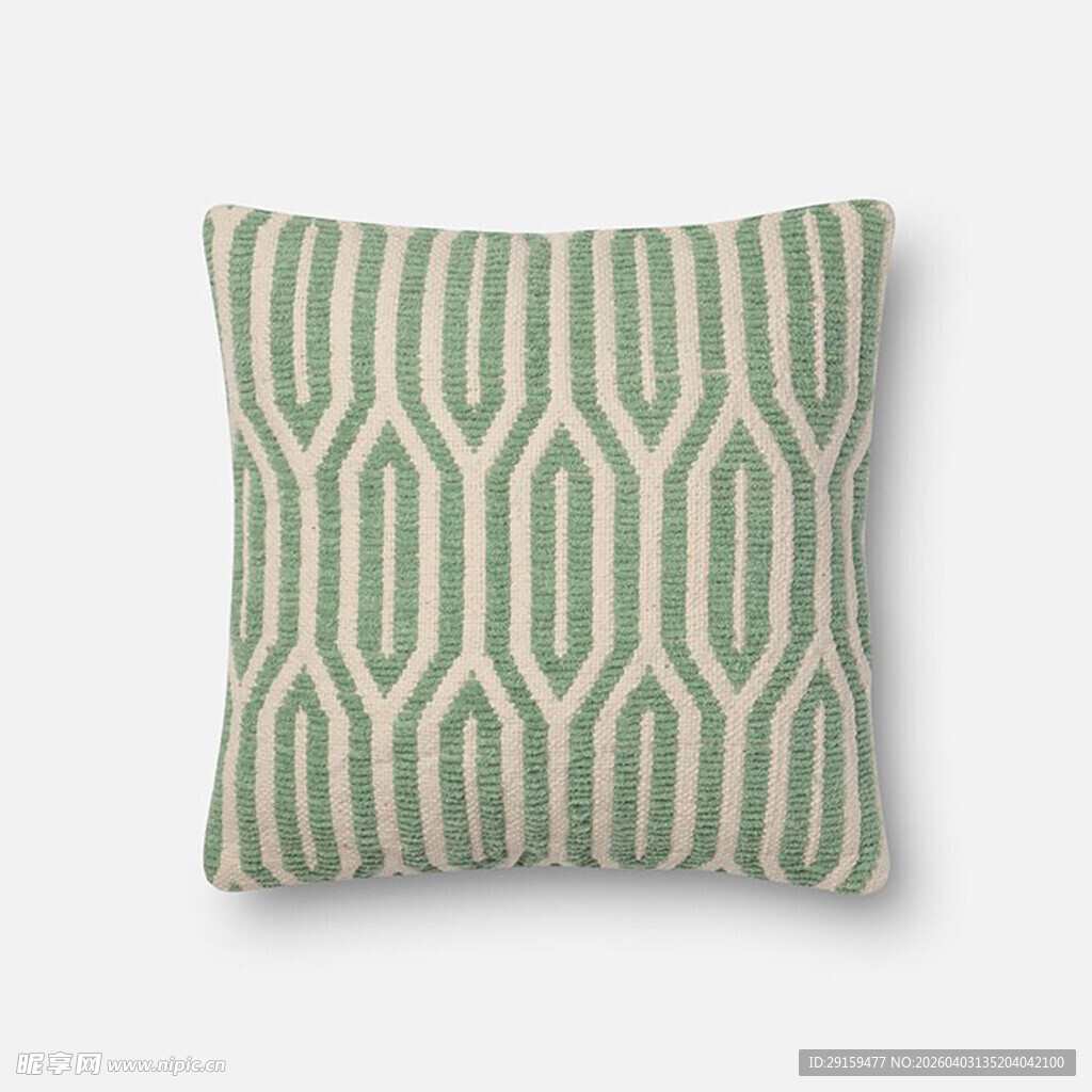 绿白几何图案抱枕