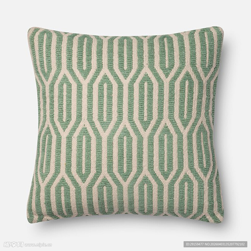 绿白几何图案抱枕