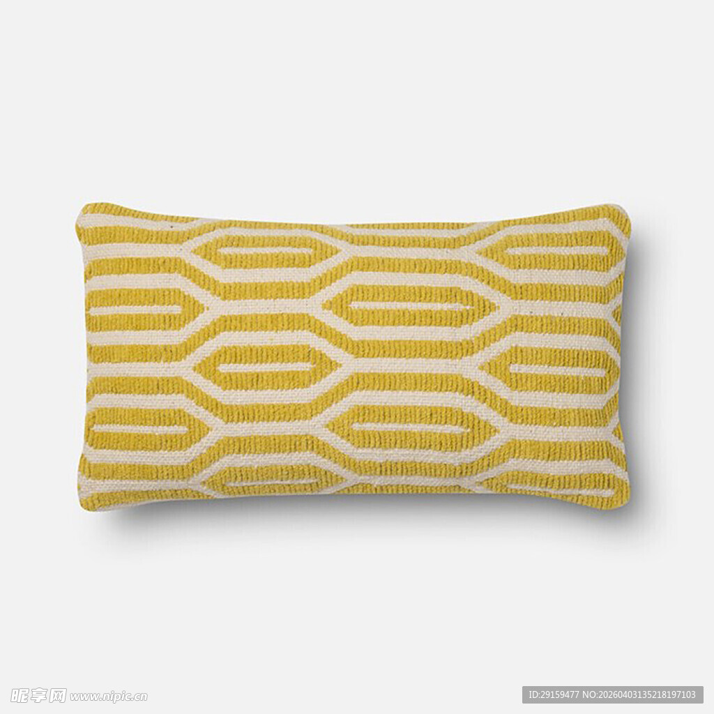 黄白几何图案长形抱枕