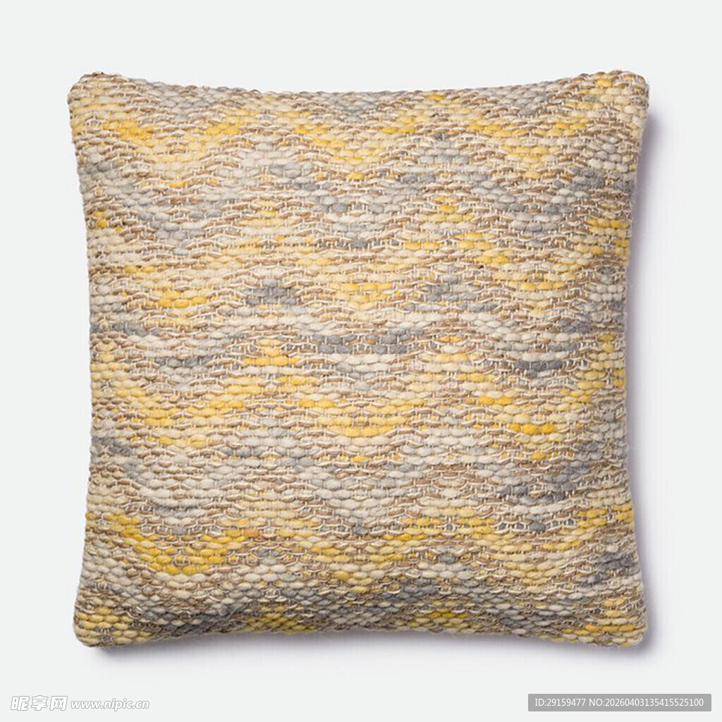 黄灰波浪纹针织抱枕
