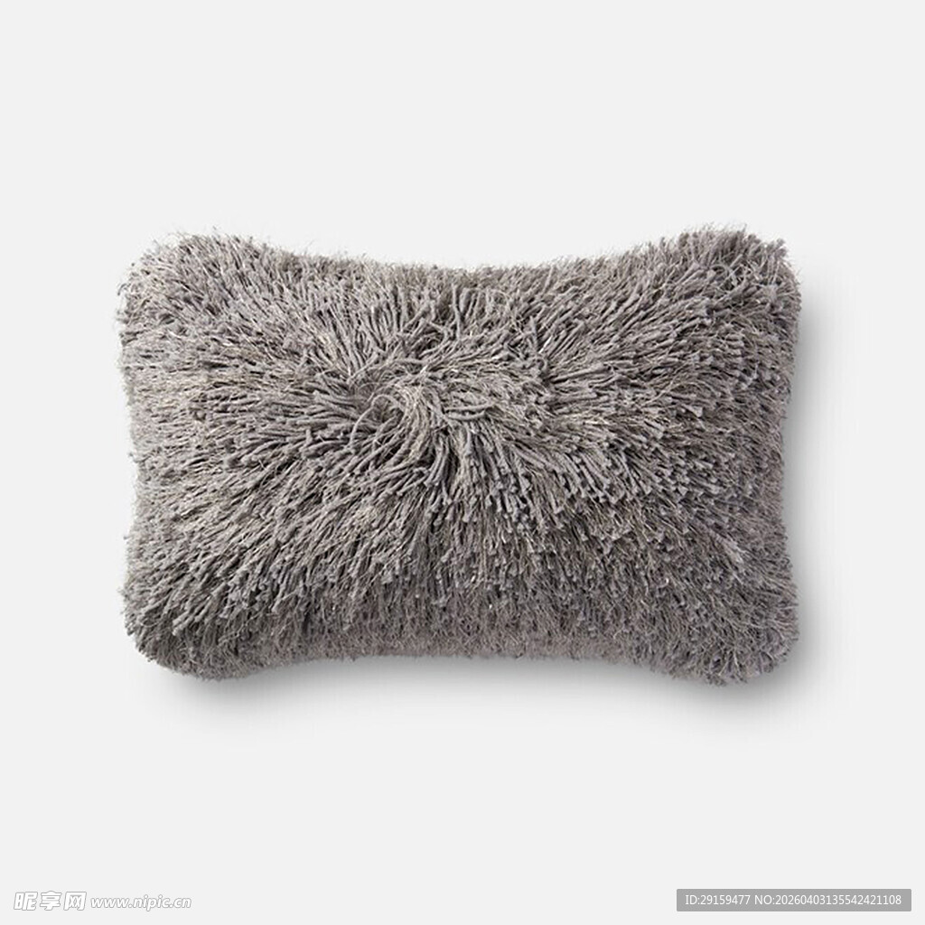 灰色毛绒长形抱枕