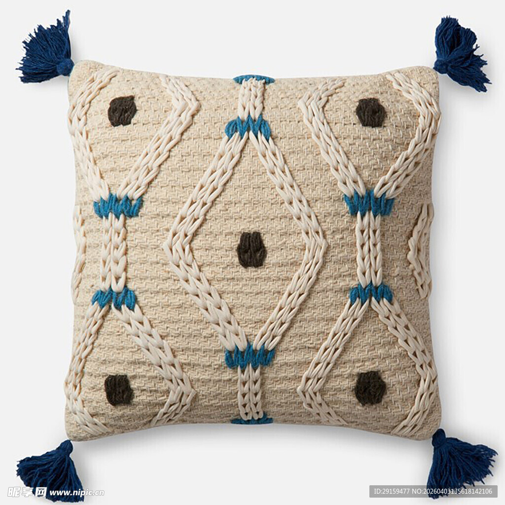 几何图案米色流苏装饰抱枕