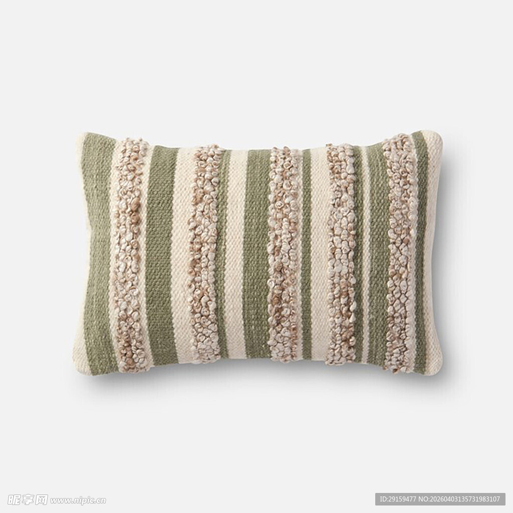 条纹刺绣风长形抱枕