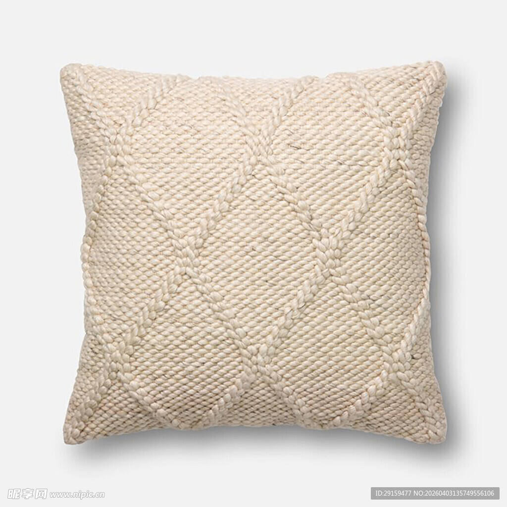 米色菱形纹针织抱枕