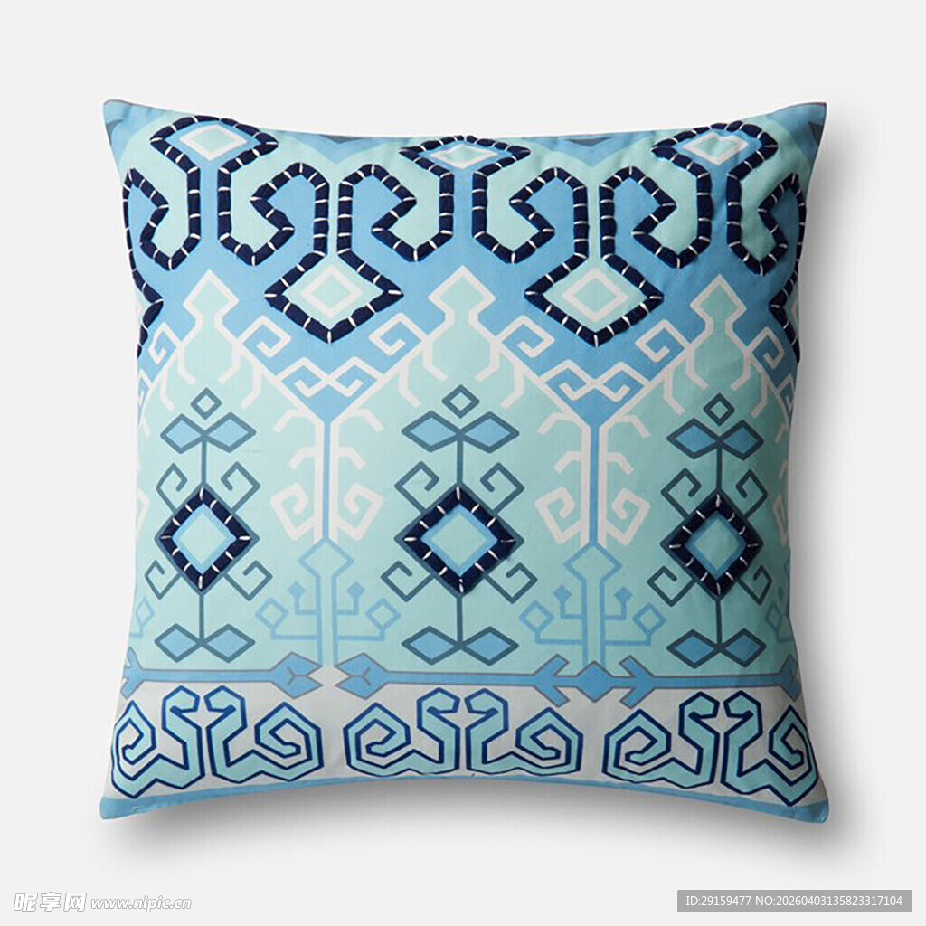 蓝白几何图案装饰抱枕
