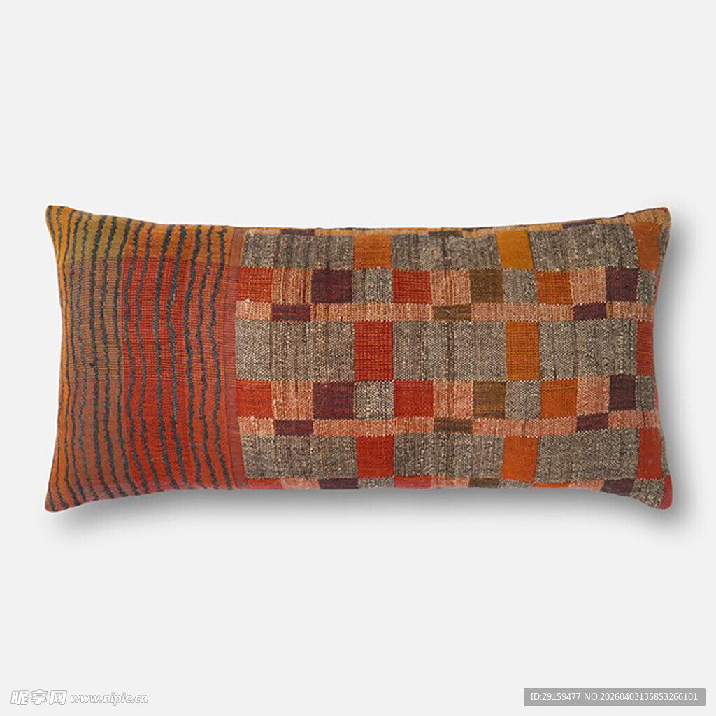 多彩拼色长形抱枕