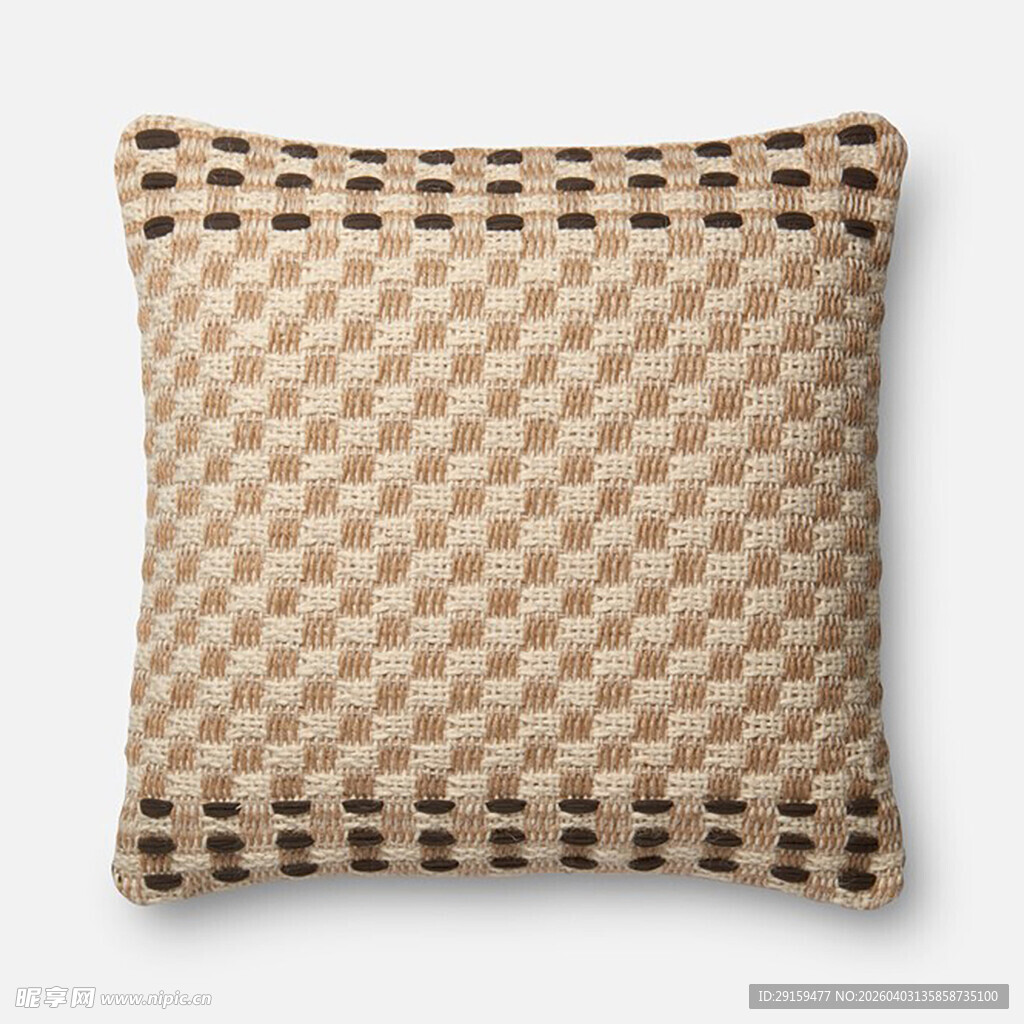 米色格纹装饰抱枕
