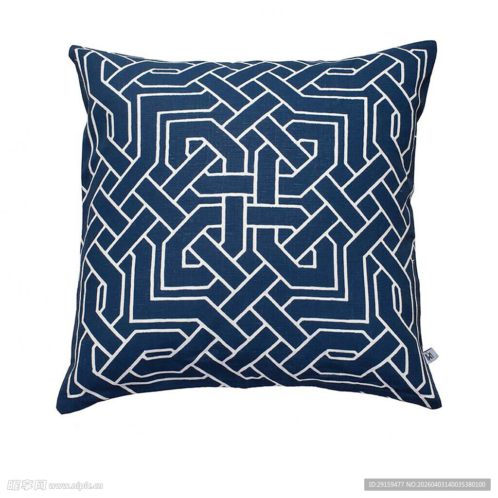 蓝白几何图案装饰抱枕