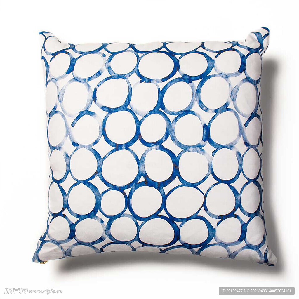蓝白圆圈图案抱枕