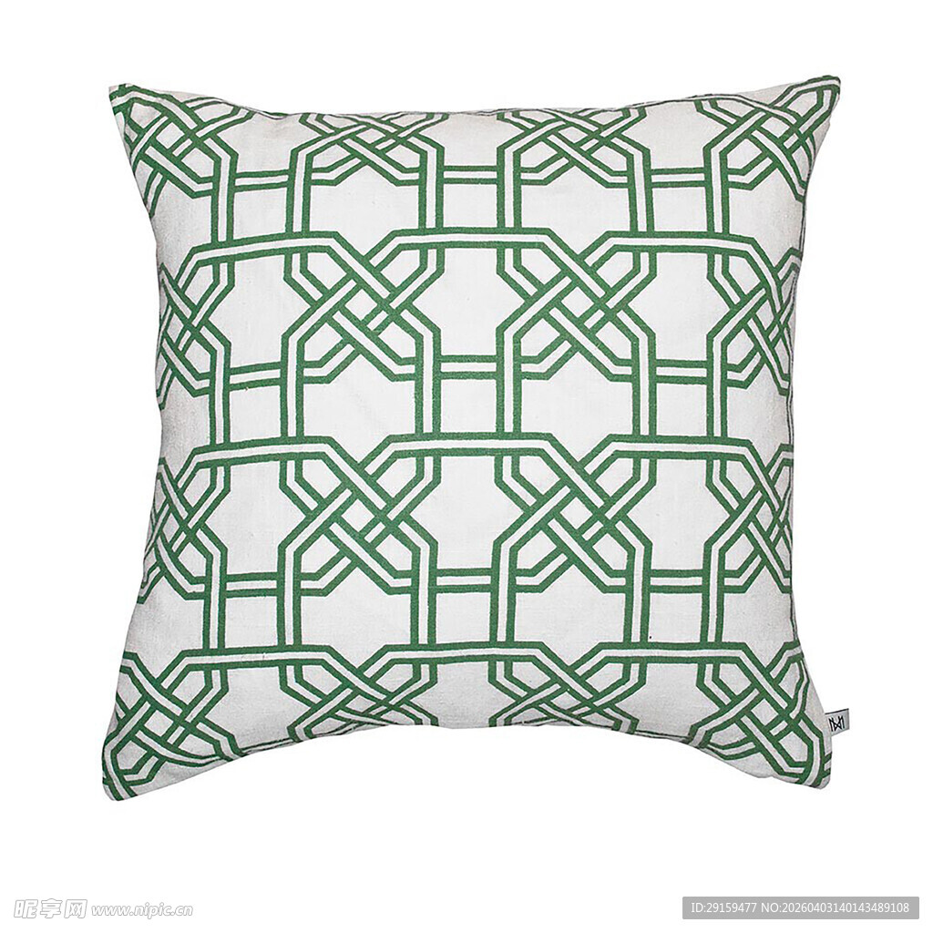 绿白几何图案抱枕