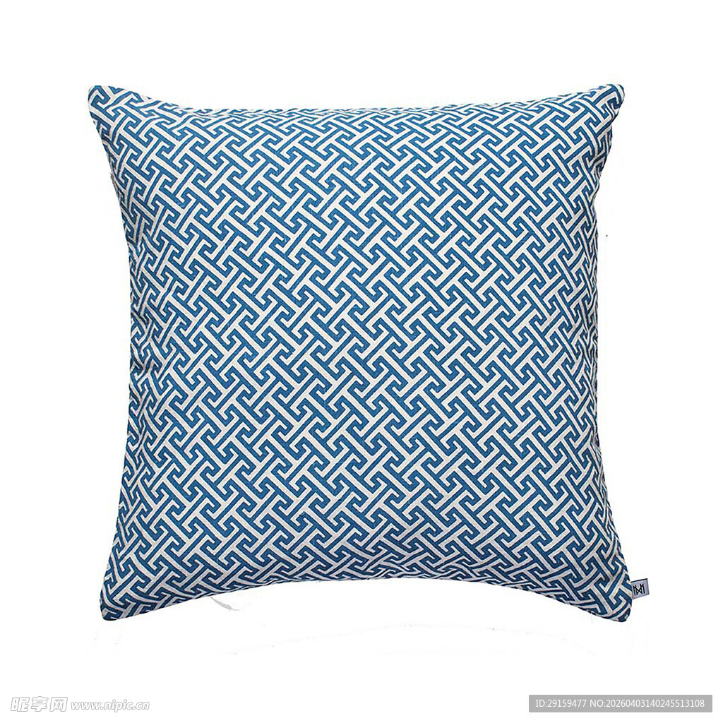 蓝色几何图案装饰抱枕