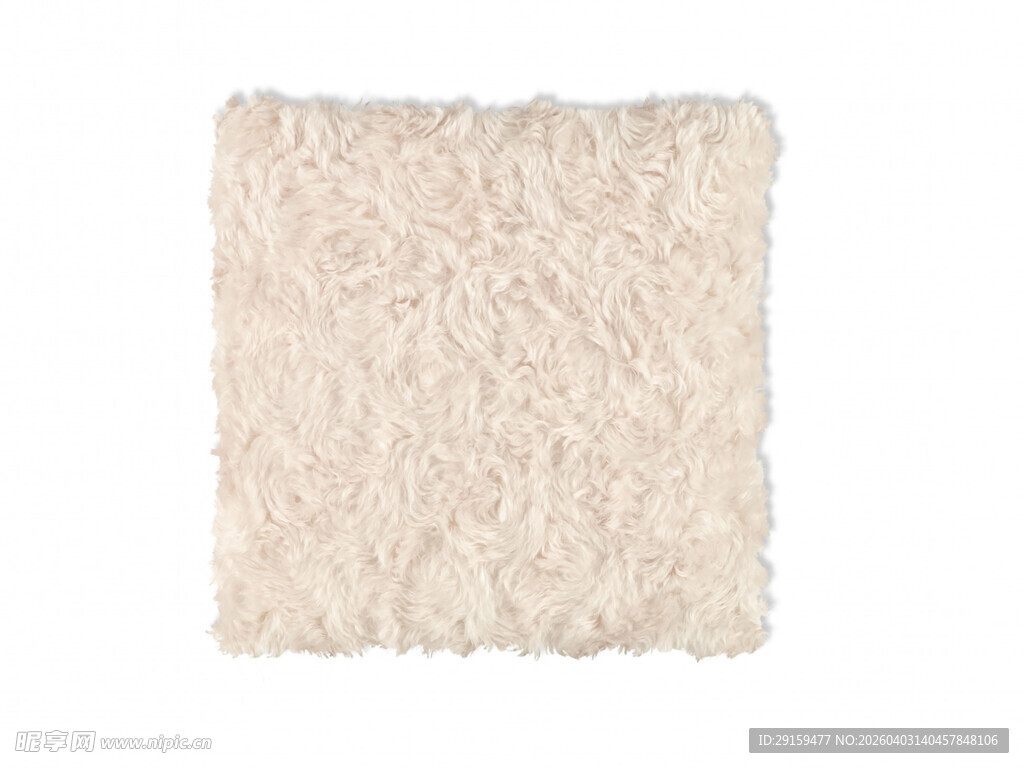 米白色毛绒方形装饰毯
