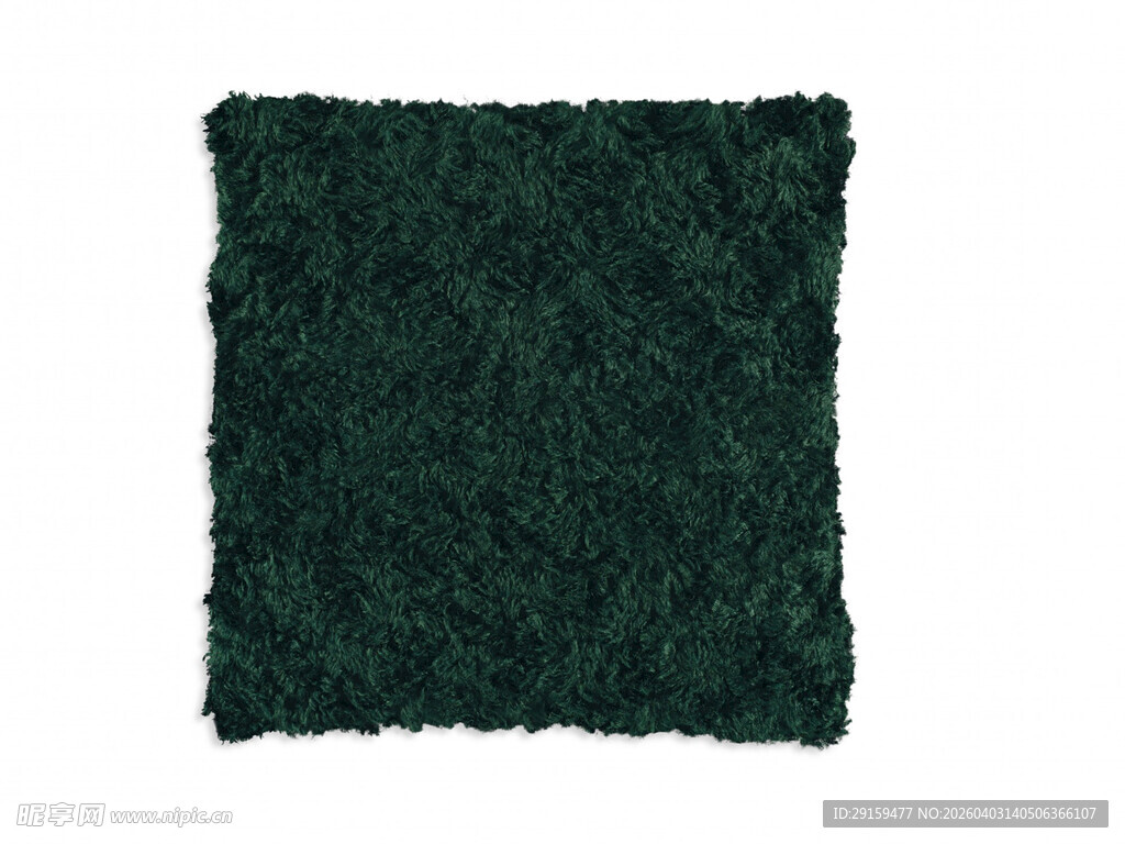 深绿色毛绒方形织物