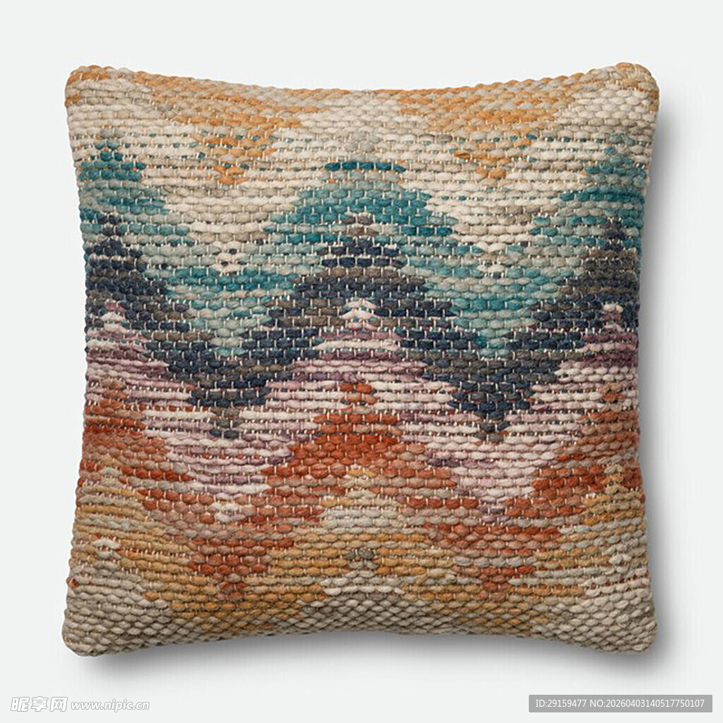 多彩波浪纹编织抱枕