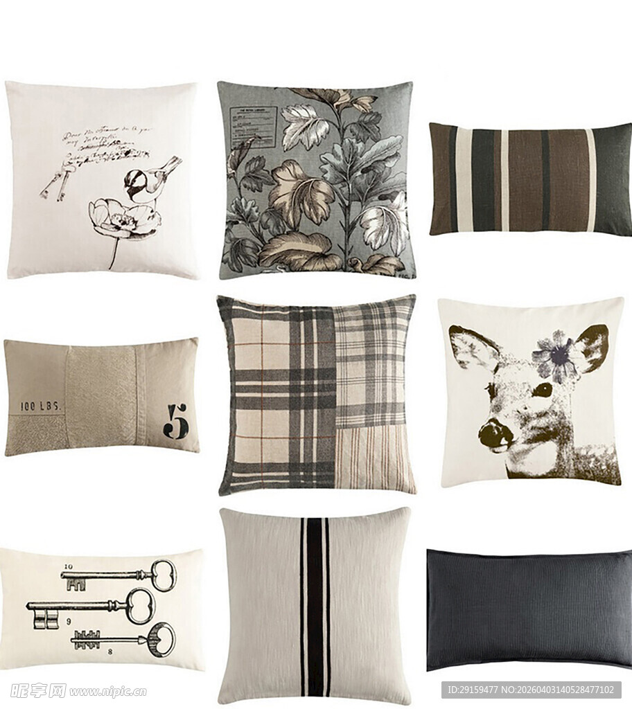 多样风格抱枕组合展示