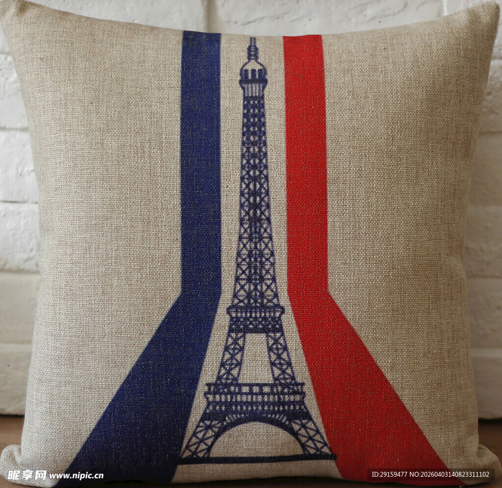 埃菲尔铁塔图案装饰抱枕