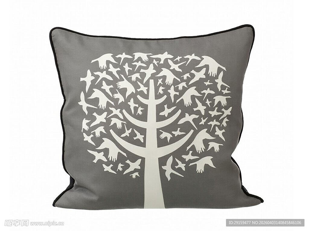 树图案灰色抱枕