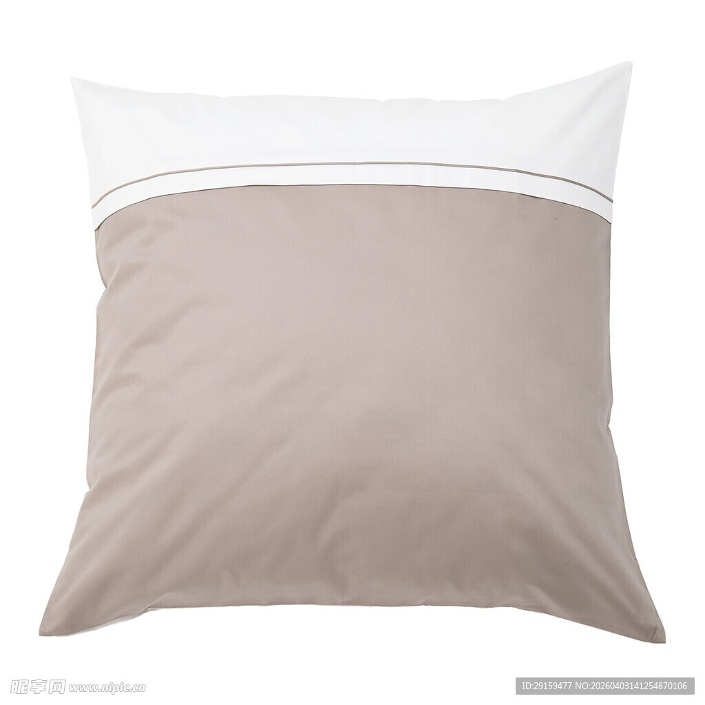 浅棕白边简约风枕套