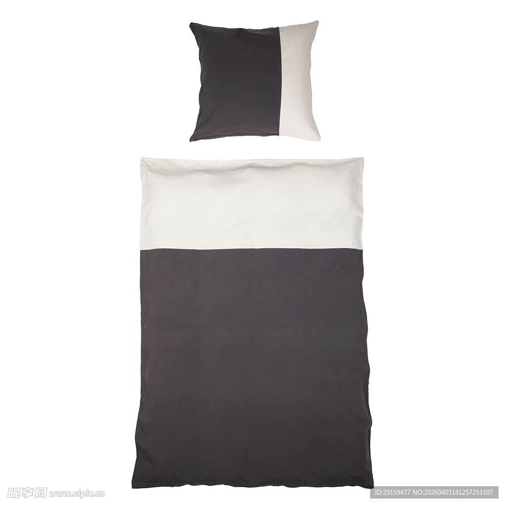 简约双色床品套件展示