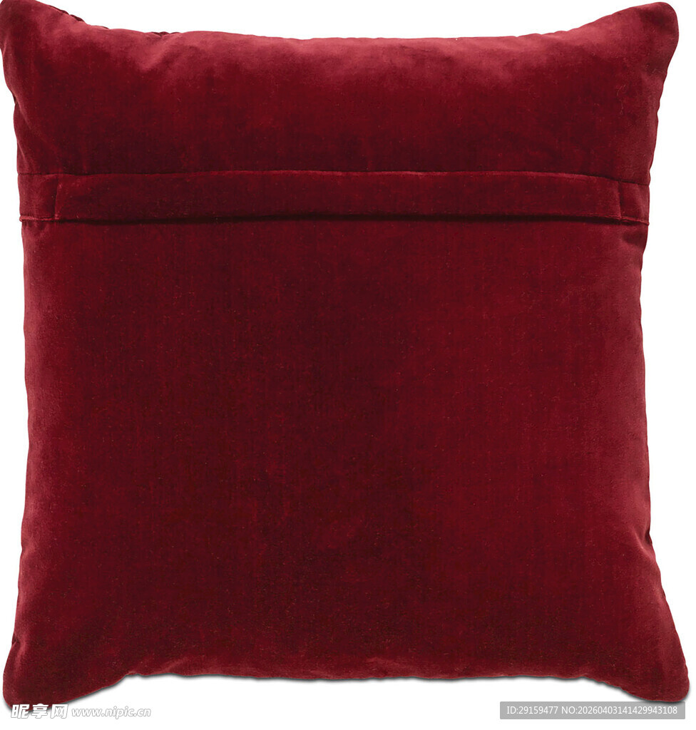 酒红色绒面方形抱枕