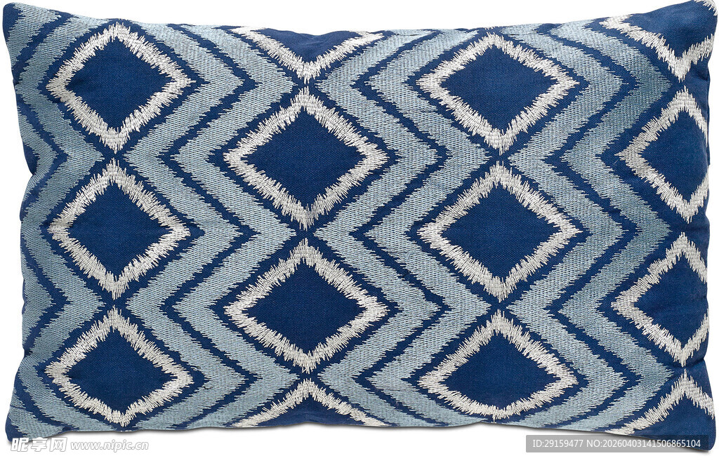 蓝白菱形图案抱枕