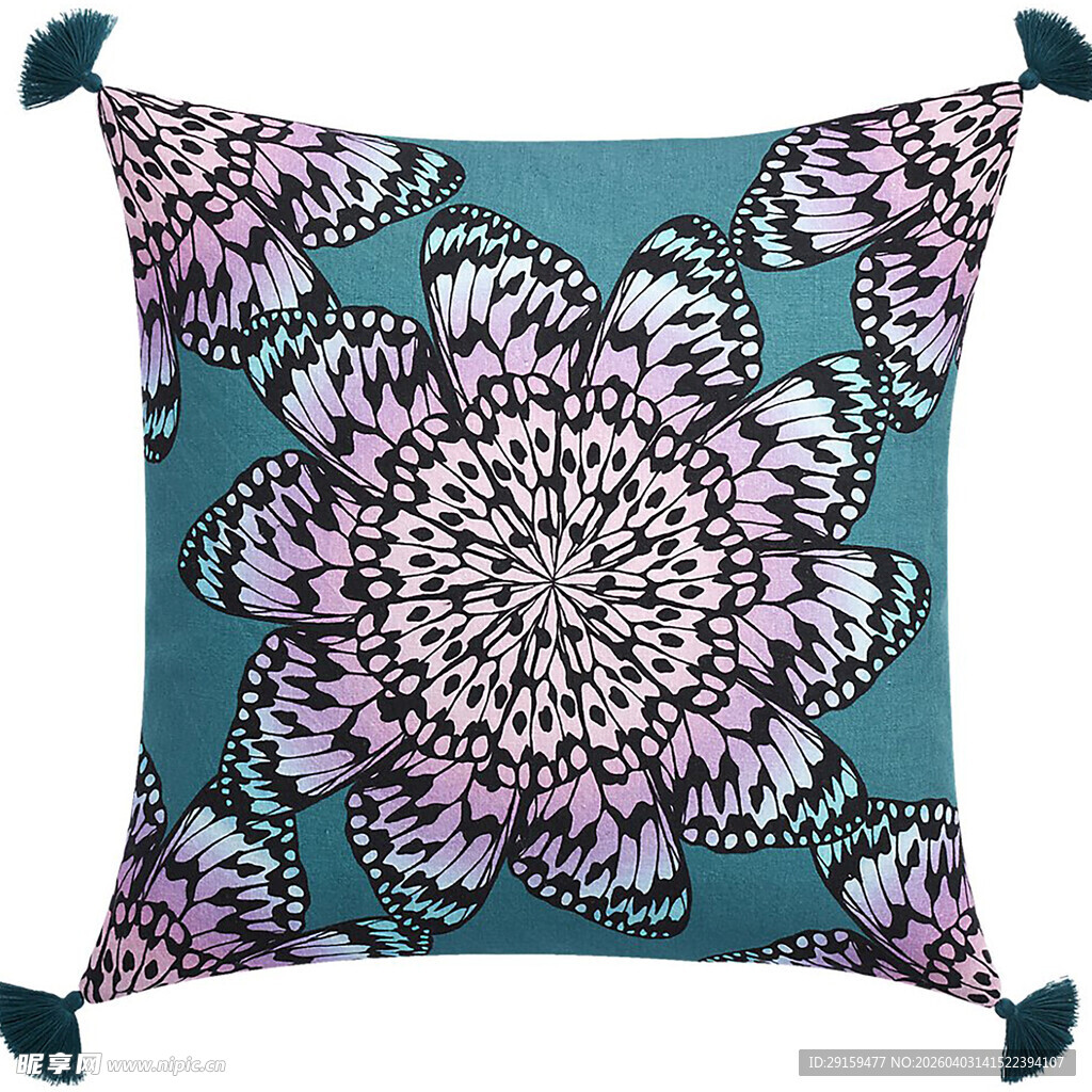 蓝底花卉图案抱枕