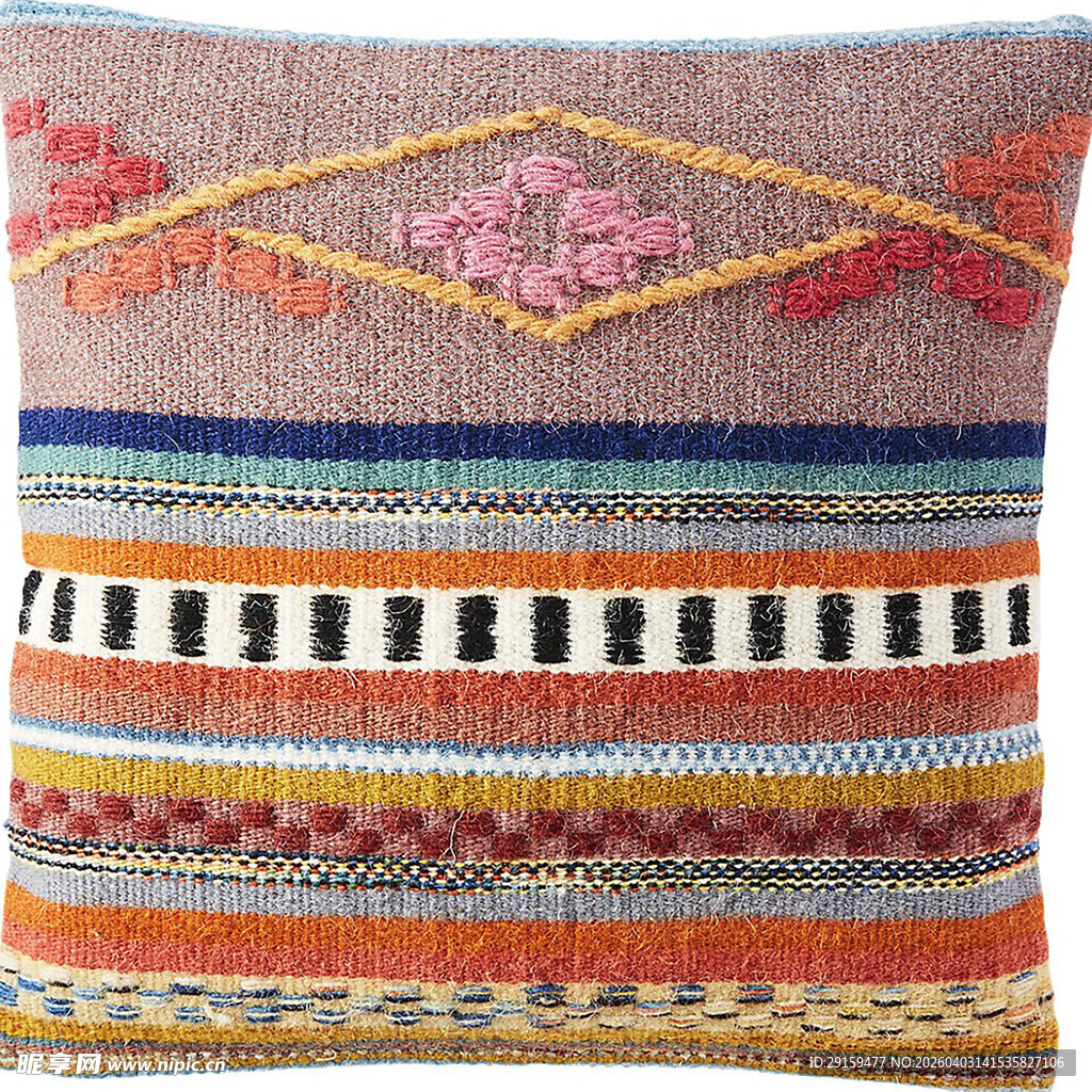 多彩民族风针织抱枕图案