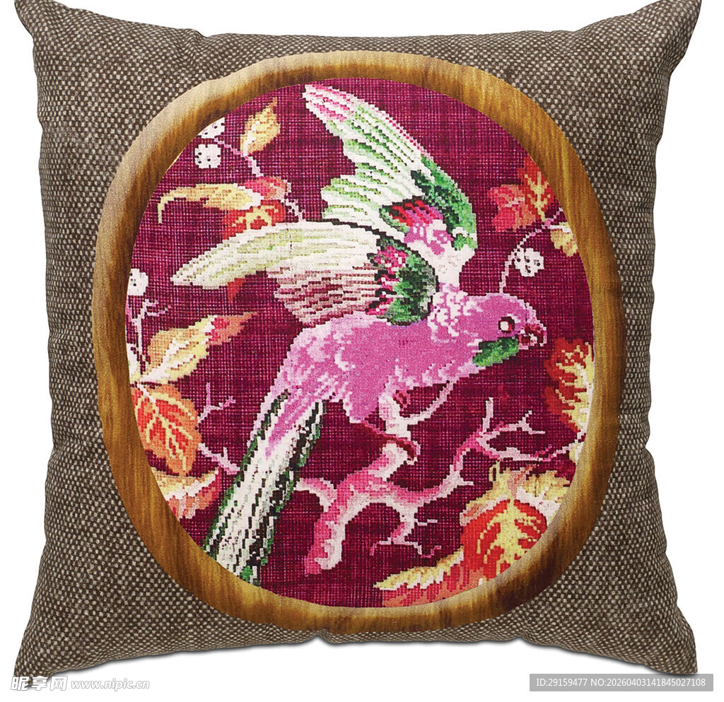 刺绣鹦鹉抱枕