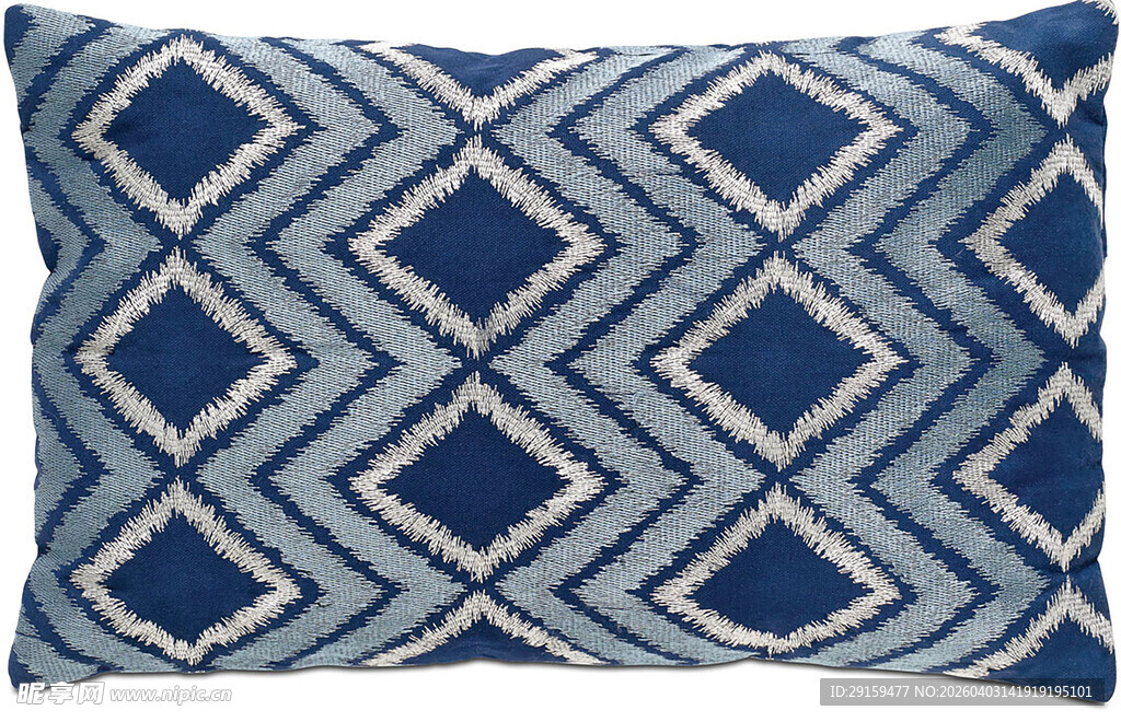 蓝白几何图案抱枕