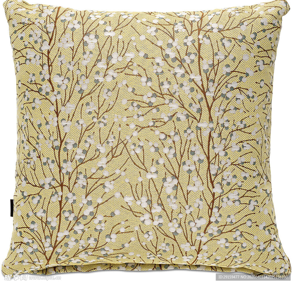 黄绿树枝图案抱枕